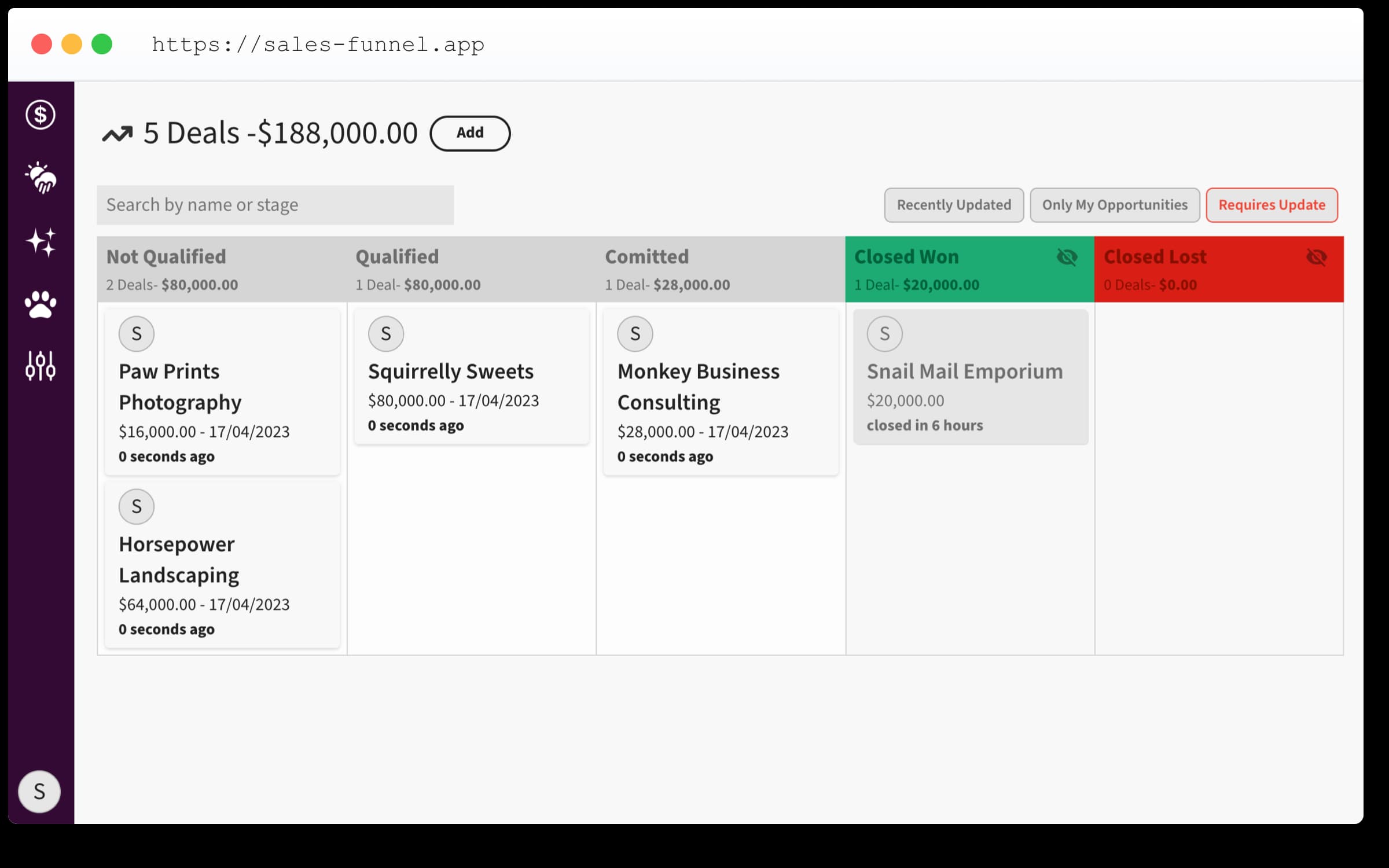 Sales Pipeline Full-Text Search