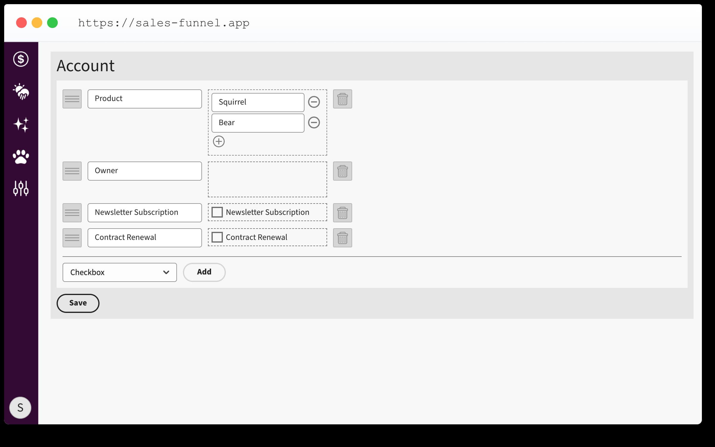 Sales Pipeline Boolean Values - Schema